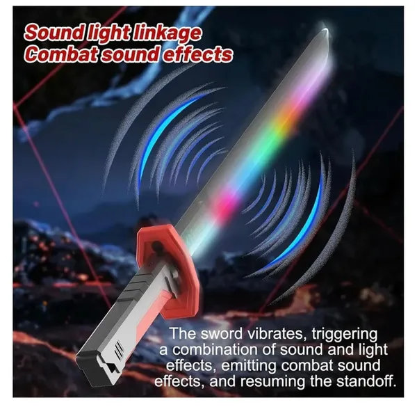 FAMNEST_JOYBOX_LED_Light_Sword_Toy_for_Kids_and_Adults_|_RGB_Gradient_Light_Saber_with_Sound_and_Spray_Mist_Effect_|_Type-C_Rechargeable_Battle_Katana_|_Battle_Toy_for_Kids,_Black_Red