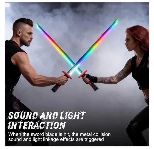 FAMNEST_JOYBOX_LED_Light_Sword_Toy_for_Kids_and_Adults_|_RGB_Gradient_Light_Saber_with_Sound_and_Spray_Mist_Effect_|_Type-C_Rechargeable_Battle_Katana_|_Battle_Toy_for_Kids,_Black_Red