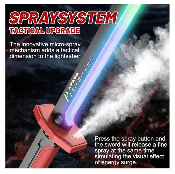 FAMNEST_JOYBOX_LED_Light_Sword_Toy_for_Kids_and_Adults_|_RGB_Gradient_Light_Saber_with_Sound_and_Spray_Mist_Effect_|_Type-C_Rechargeable_Battle_Katana_|_Battle_Toy_for_Kids,_Black_Red