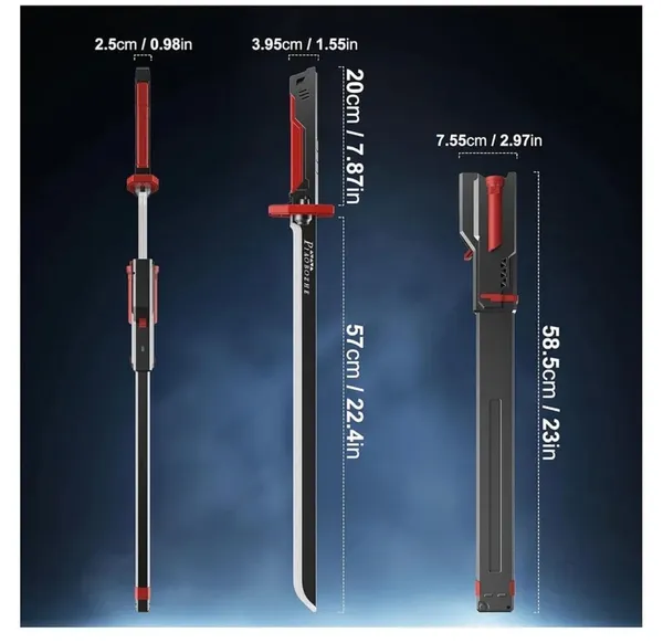 FAMNEST_JOYBOX_LED_Light_Sword_Toy_for_Kids_and_Adults_|_RGB_Gradient_Light_Saber_with_Sound_and_Spray_Mist_Effect_|_Type-C_Rechargeable_Battle_Katana_|_Battle_Toy_for_Kids,_Black_Red
