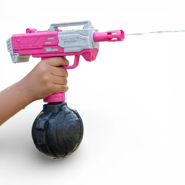 FAMNEST_JOYBOX_Electric_Water_Gun_for_Kids_|_Continuous_Spray_Water_Blaster_with_Large_Capacity_|_Water_Pistol_with_Drum_Tank_|_Summer_Outdoor_Play_Toy_for_Holi_Festival_Ages_3+_Pink