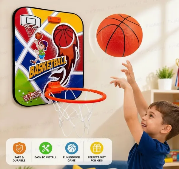FAMNEST_JOYBOX_Adjustable_Wall_Mount_Basketball_Toys_Kit_for_Kids_|_Indoor_Game_|_Net_and_Ball_for_Boys_and_Girls_|_Perfect_Toy_for_Kids_6+_Age_|_Kids_Sports_Set