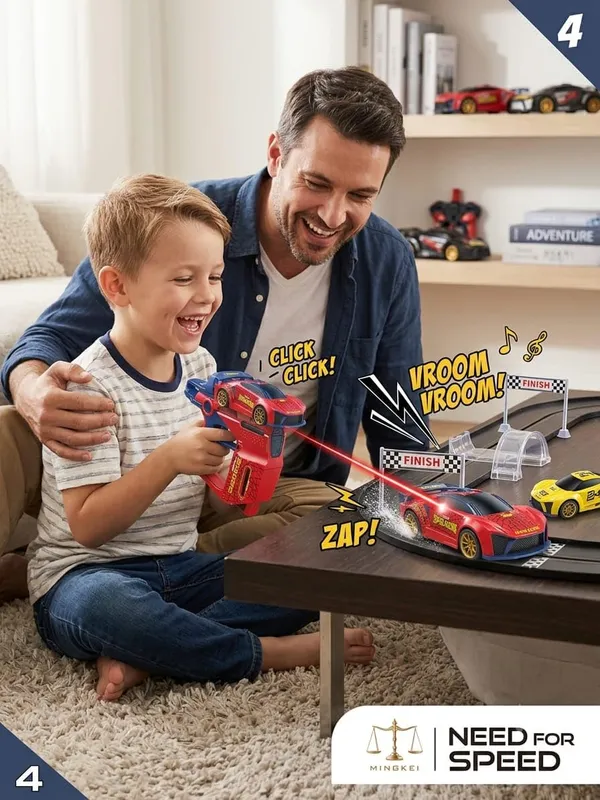 FAMNEST_JOYBOX_3-in-1_Gun_Remote_Control_Car_for_Kids_|_2.4GHz_RC_Racing_Sports_Car_Toy_with_Gun_Controller_|_Random_Color_Red_or_Yellow_|_Racing_Car_Toys_for_Kids,_Birthday_Gift