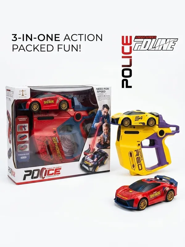 FAMNEST_JOYBOX_3-in-1_Gun_Remote_Control_Car_for_Kids_|_2.4GHz_RC_Racing_Sports_Car_Toy_with_Gun_Controller_|_Random_Color_Red_or_Yellow_|_Racing_Car_Toys_for_Kids,_Birthday_Gift