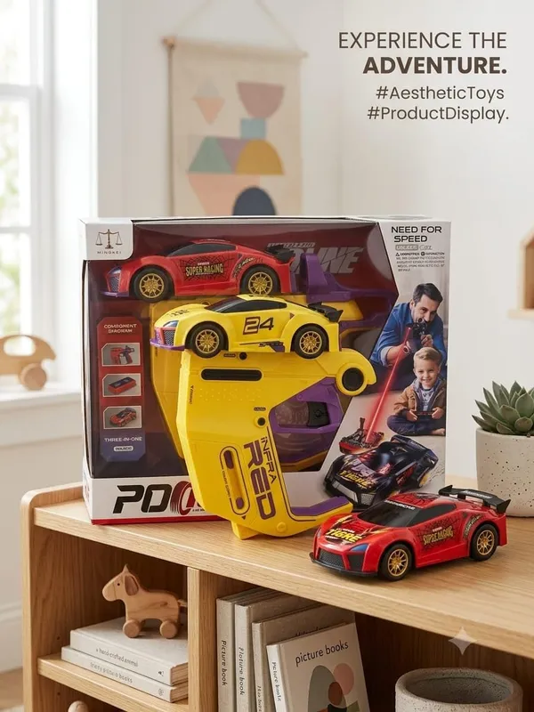 FAMNEST_JOYBOX_3-in-1_Gun_Remote_Control_Car_for_Kids_|_2.4GHz_RC_Racing_Sports_Car_Toy_with_Gun_Controller_|_Random_Color_Red_or_Yellow_|_Racing_Car_Toys_for_Kids,_Birthday_Gift