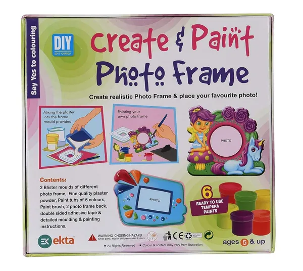 FAMNEST_JOYBOX_Create_&_Paint_Photo_Frame_DIY_Kit_|_Fairy_&_Unicorn_Theme_Plaster_Moulding_Craft_Set_with_6_Colors_|_2_Fram_Designs_|_Educational_Art_Gift_for_Kids_Girls_Ages_5+