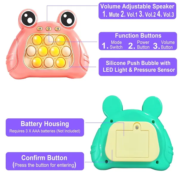 FAMNEST_JOYBOX_Push_Pop_Interactive_Game_Toy_|_Light_and_Music_Electronic_Bubble_Fidget_Machine_with_4_Modes_Music_|_Bubble_Pop_Fidget_Toy_|_Stress_Relief_for_Kids_Adults,_Random_Color_per_PICs