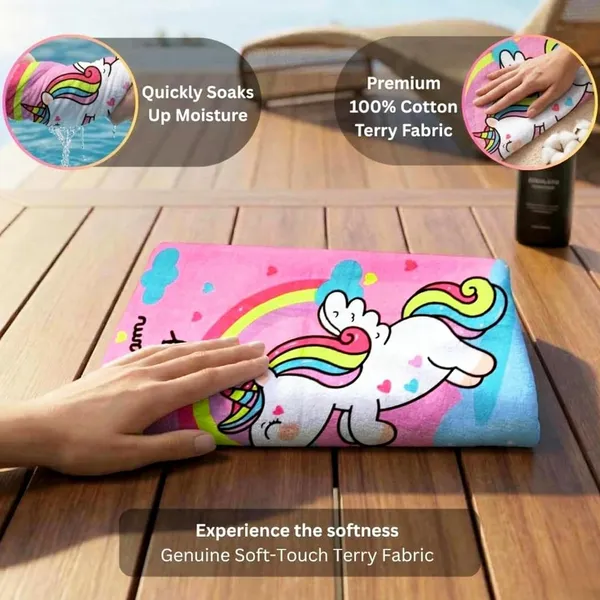 FAMNEST_JOYBOX_Unicorn_Cartoon_Kids_Bath_Towel_|_54x28_Inch_Soft_Quick_Dry_Beach_Pool_Towel_for_Boys_Girls_|_Lightweight_Skin-Friendly_Daily_Shower_Wrap