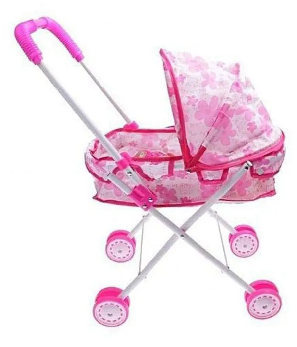 FAMNEST_JOYBOX_Baby_Doll_Stroller_Toy_Set_(Stroller_and_Doll_or_baby)_|_Foldable,_Pink_or_Purple_Pram,_12_Inch_Realistic_Doll_and_Canopy,_Pretend_Play_Nursery_Accessories,_Gift_for_Girls