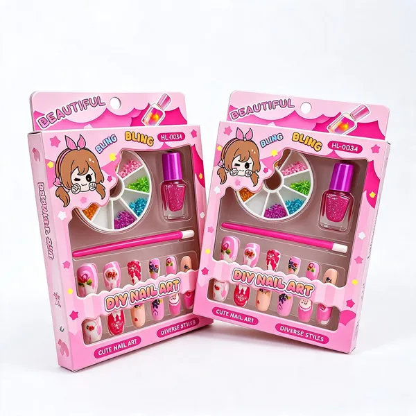 Famnest_Joybox_DIY_Nail_Art_Kit_for_Girls_â€“_Kids_Press-On_Nails_Set_with_Glitter_Nail_Polish,_Nail_Decorations_Wheel,_Nail_Art_Applicator_Tool,_Cute_Princess_Nail_Design_Toy_Gift_for_Girls_Age_5-12_Years_-_Pack_of_2