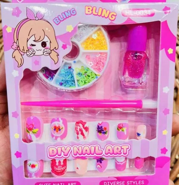 Famnest_Joybox_DIY_Nail_Art_Kit_for_Girls_â€“_Kids_Press-On_Nails_Set_with_Glitter_Nail_Polish,_Nail_Decorations_Wheel,_Nail_Art_Applicator_Tool,_Cute_Princess_Nail_Design_Toy_Gift_for_Girls_Age_5-12_Years_-_Pack_of_2