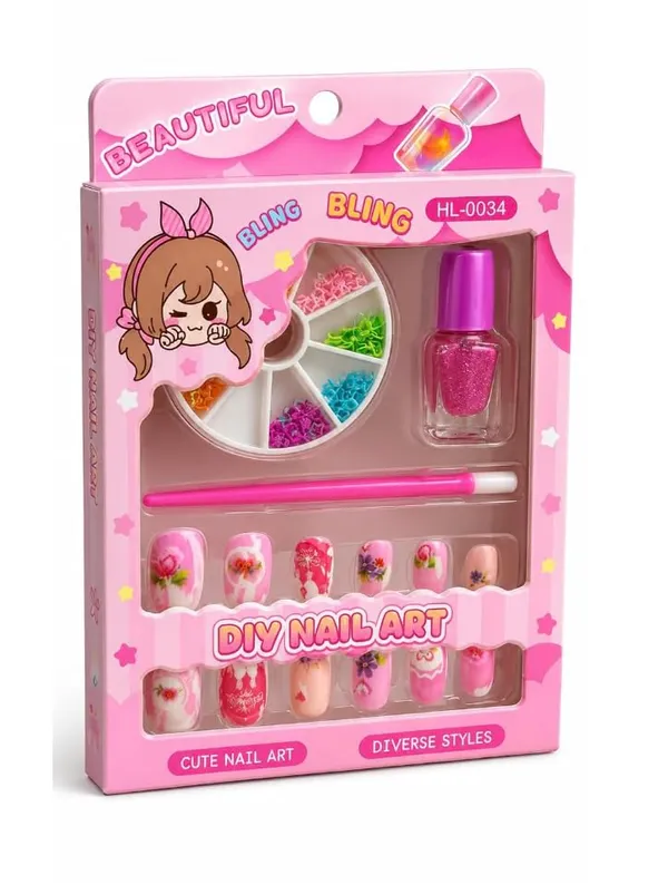 Famnest_Joybox_DIY_Nail_Art_Kit_for_Girls_â€“_Kids_Press-On_Nails_Set_with_Glitter_Nail_Polish,_Nail_Decorations_Wheel,_Nail_Art_Applicator_Tool,_Cute_Princess_Nail_Design_Toy_Gift_for_Girls_Age_5-12_Years_-_Pack_of_2