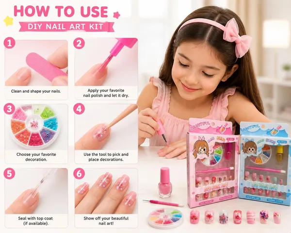 FAMNEST_JOYBOX_2_Pack_DIY_Nail_Art_Kit_for_Girls_|_Purple_&_Yellow_Press-On_Nails_Set_with_Glitter_Polish_|_Decorative_Charms_|_Beauty_Toy_Gift_Ages_5-12