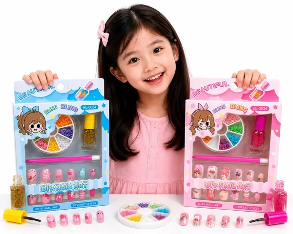 FAMNEST_JOYBOX_2_Pack_DIY_Nail_Art_Kit_for_Girls_|_Purple_&_Yellow_Press-On_Nails_Set_with_Glitter_Polish_|_Decorative_Charms_|_Beauty_Toy_Gift_Ages_5-12