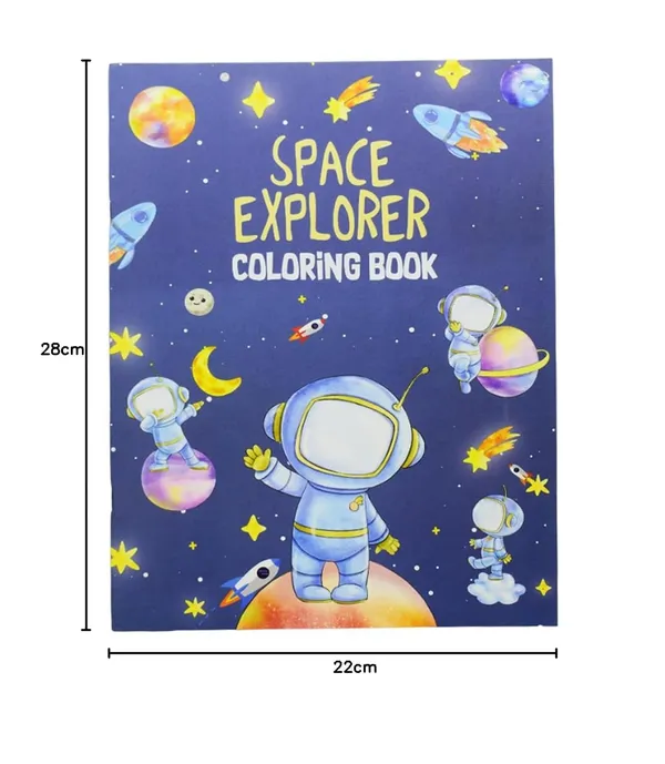 FAMNEST_JOYBOX_Space_Explorer_Coloring_Book_&_12_Rolling_Crayons_Set_for_Kids_Ages_4-8_|_Large_28x22cm_Art_Activity_Party_Favors_for_Boys_and_Girls_|_Children's_Drawing_Book_and_Crayons