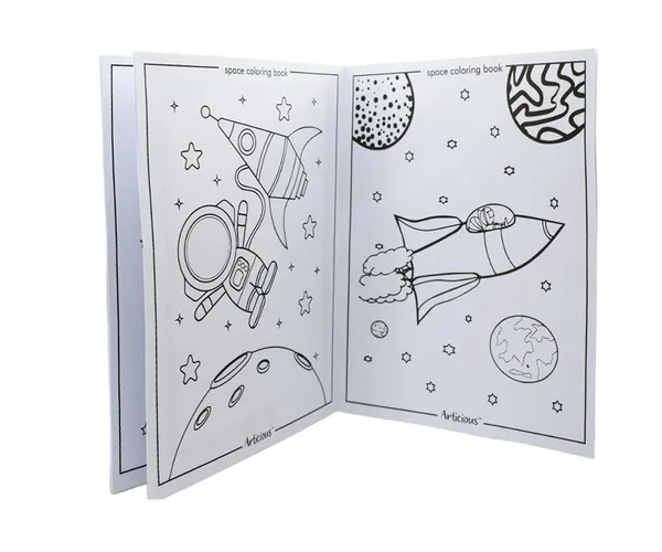 FAMNEST_JOYBOX_Space_Explorer_Coloring_Book_&_12_Rolling_Crayons_Set_for_Kids_Ages_4-8_|_Large_28x22cm_Art_Activity_Party_Favors_for_Boys_and_Girls_|_Children's_Drawing_Book_and_Crayons