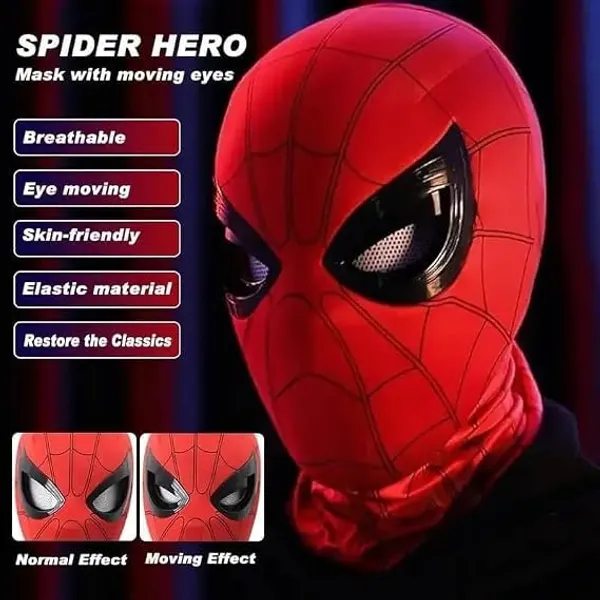 FAMNEST_JOYBOX_Superhero_Mask_with_Moving_Eyes_for_Kids_|_3D_Cosplay_Costume_360,_Full_Face_Cover_Breathable_Dress_Up_Mask_for_Halloween_Party,_Role_Play_|_Jaw-Controlled_Blink,_Reflective_Lenses
