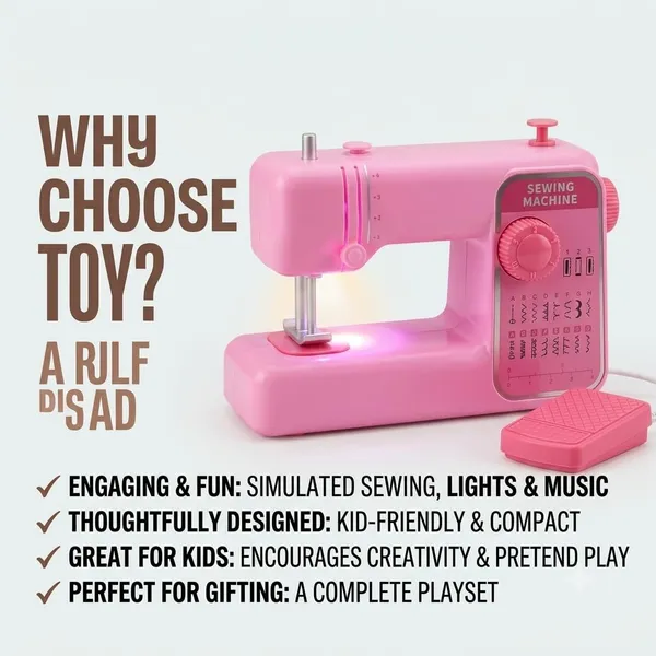 FAMNEST_JOYBOX_Kids_Toy_Sewing_Machine_with_Light_Music_and_Foot_Pedal_|_Battery_Operated_Pretend_Play_Small_Home_Appliance_Roleplay_Toy_for_Girls,_Pink
