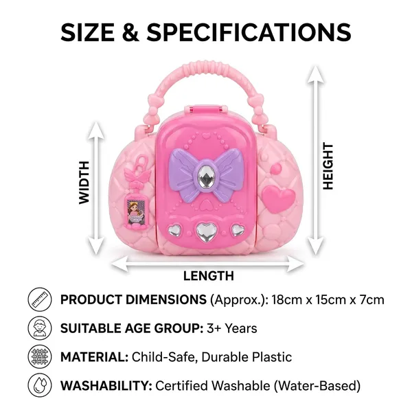 FAMNEST_JOYBOX_Fairy_Makeup_Case_for_Kids_|_Washable_Cosmetics_Kit_with_Mirror_and_Applicators_|_Pretend_Play_Beauty_Salon_Fold-Out_Set_for_Girls_Ages_3_&_Up_|_Includes_Mirror,_Heart-Shaped_Pans,_Pink