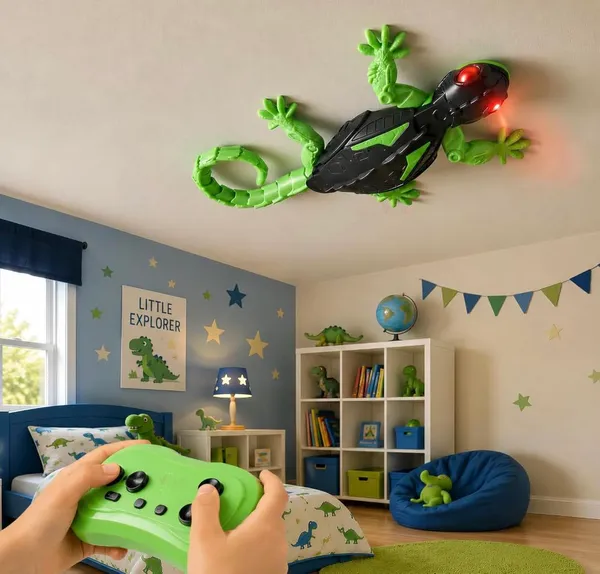 FAMNEST_JOYBOX_Wall_Climbing_Remote_Control_Gecko_Toy_for_Kids,_2.4GHz_RC_Lizard_with_Glowing_LED_Eyes,_Floor_&_Wall_Mode,_Climbs_Walls,_Glass_&_Ceiling,_USB_Rechargeable,_Gift_for_Boys_&_Girls