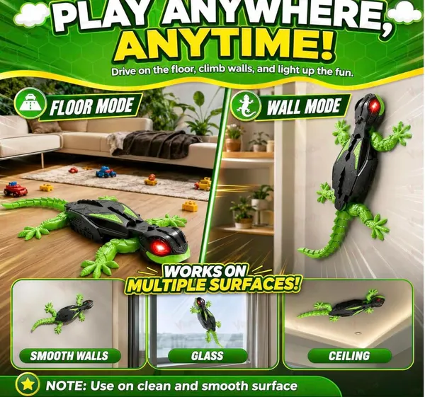 FAMNEST_JOYBOX_Wall_Climbing_Remote_Control_Gecko_Toy_for_Kids,_2.4GHz_RC_Lizard_with_Glowing_LED_Eyes,_Floor_&_Wall_Mode,_Climbs_Walls,_Glass_&_Ceiling,_USB_Rechargeable,_Gift_for_Boys_&_Girls