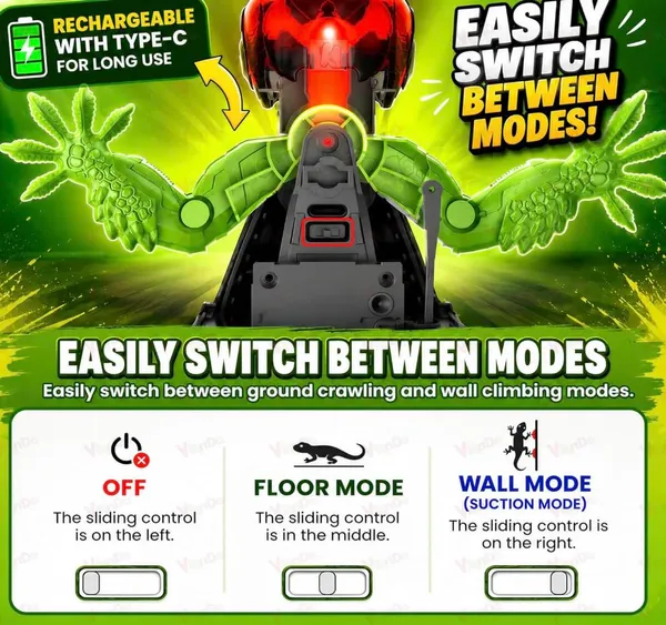 FAMNEST_JOYBOX_Wall_Climbing_Remote_Control_Gecko_Toy_for_Kids,_2.4GHz_RC_Lizard_with_Glowing_LED_Eyes,_Floor_&_Wall_Mode,_Climbs_Walls,_Glass_&_Ceiling,_USB_Rechargeable,_Gift_for_Boys_&_Girls