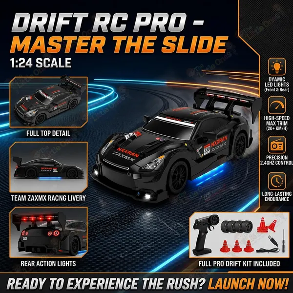 FAMNEST_JOYBOX_4x4_RC_Drifting_Car_for_Kids_|_1:24_Scale_High_Speed_Remote_Control_Drift_Cars_for_Children_|_2.4GHz,_Off_Road_Stunt,_360_Toy_with_LED_Lights_&_Cones_for_Boys_&_Girls,_ShadowDrift_Pro