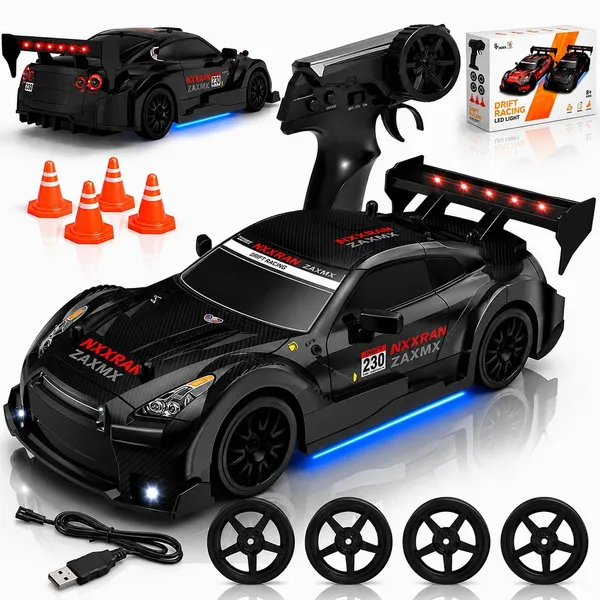 FAMNEST_JOYBOX_4x4_RC_Drifting_Car_for_Kids_|_1:24_Scale_High_Speed_Remote_Control_Drift_Cars_for_Children_|_2.4GHz,_Off_Road_Stunt,_360_Toy_with_LED_Lights_&_Cones_for_Boys_&_Girls,_ShadowDrift_Pro