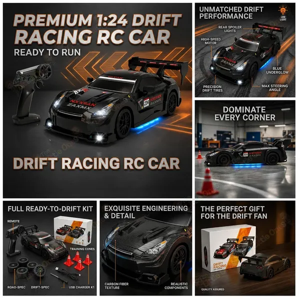 FAMNEST_JOYBOX_4x4_RC_Drifting_Car_for_Kids_|_1:24_Scale_High_Speed_Remote_Control_Drift_Cars_for_Children_|_2.4GHz,_Off_Road_Stunt,_360_Toy_with_LED_Lights_&_Cones_for_Boys_&_Girls,_ShadowDrift_Pro