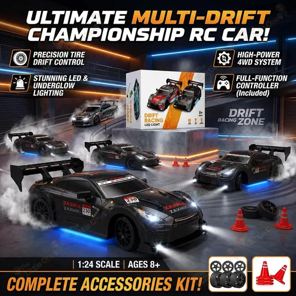 FAMNEST_JOYBOX_4x4_RC_Drifting_Car_for_Kids_|_1:24_Scale_High_Speed_Remote_Control_Drift_Cars_for_Children_|_2.4GHz,_Off_Road_Stunt,_360_Toy_with_LED_Lights_&_Cones_for_Boys_&_Girls,_ShadowDrift_Pro