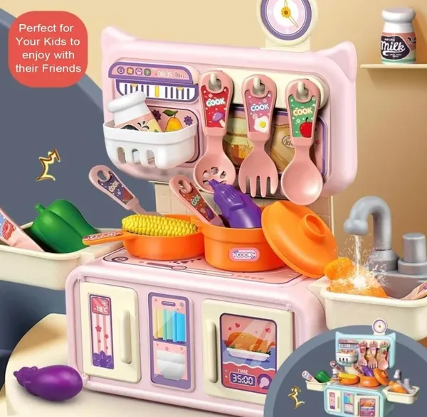 FAMNEST_JOYBOX_Mini_Dream_Kitchen_Set_for_Kids_with_Water_Sink,_Pretend_Play_Mini_Kitchen_Playset_with_Cookware,_Utensils,_Fruits_&_Vegetables,_Toy_Kitchen_for_Girls_&_Boys_3+_Years