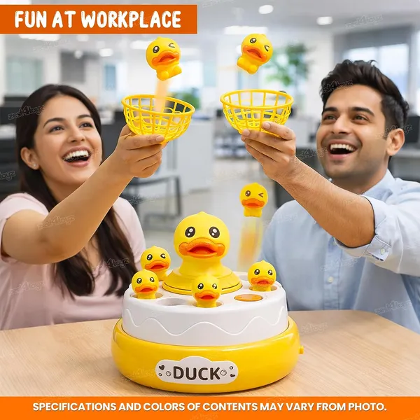 FAMNEST_JOYBOX_Bouncing_Duck_Catch_Game_with_Nets_|_360_Rotating_Interactive_Jumping_Duck_Toy_|_8_Pop_Up_Toys,_Music_Mode,_Board_Game_with_2_Catching_Nets_for_Kids_|_Family_Fun_Educational_Indoor