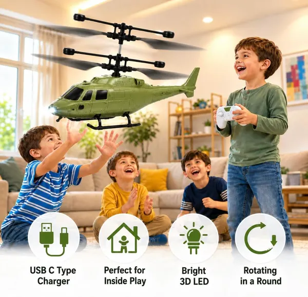 FAMNEST_JOYBOX_Remote_Control_Plastic_Helicopter_Toy_for_Kids_|_Gravity_Sensor_Battery_Chargable_Toy_Helicopter_|_USB_Charging_Infrared_Induction_Flight_|_Pack_of_1_(Army_Green)