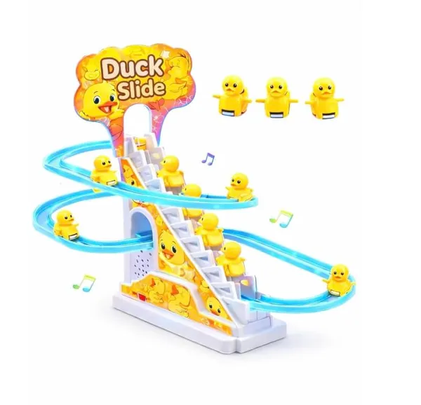 Famnest_Joybox_Automatic_Stair_Climbing_Duck_Slide_Toy_with_Music_&_LED_Lights,_Electric_Roller_Coaster_Track_Set_for_Toddlers_&_Kids,_Boys_Girls_Birthday_Gift