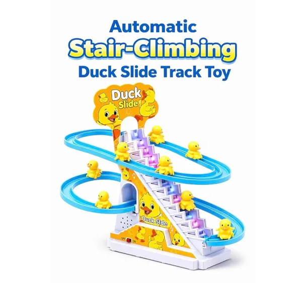 Famnest_Joybox_Automatic_Stair_Climbing_Duck_Slide_Toy_with_Music_&_LED_Lights,_Electric_Roller_Coaster_Track_Set_for_Toddlers_&_Kids,_Boys_Girls_Birthday_Gift