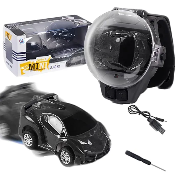 FAMNEST_JOYBOX_Mini_Remote_Control_Car_Watch_Toy_2.4GHz_Wrist_Racing_RC_Car_with_Dustproof_Cover_USB_Charging_Interactive_Game_Gift_for_Boys_Girls_Black