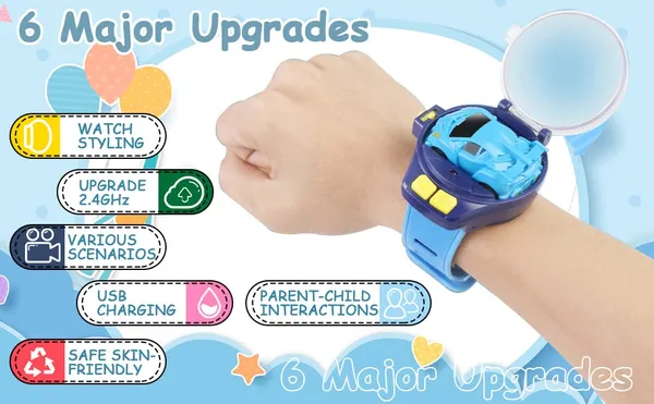 FAMNEST_JOYBOX_Mini_Remote_Control_Car_Watch_Toy_2.4GHz_Wrist_Racing_RC_Car_with_Dustproof_Cover_USB_Charging_Interactive_Game_Gift_for_Boys_Girls_Black