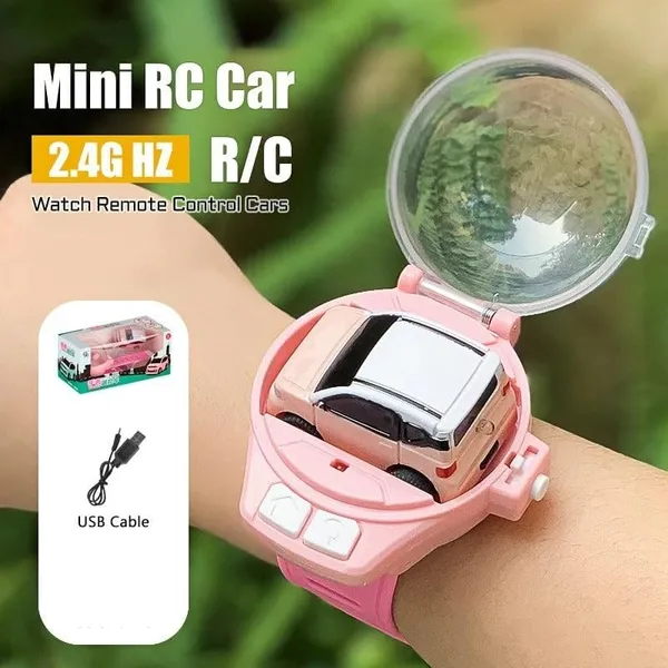 FAMNEST_JOYBOX_Mini_Remote_Control_Car_Watch_Toys,_2.4GHz_RC_Wrist_Racing_SUV_Pink_Car_with_Dustproof_Cover,_USB_Charging_Interactive_Gift_for_Boys_Girls_Kids