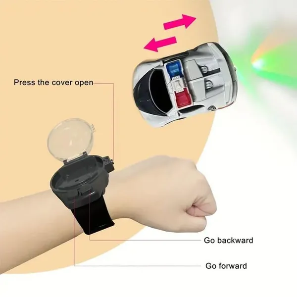 FAMNEST_JOYBOX_Mini_Remote_Control_Car_Watch_Toys_2.4GHz_RC_Wrist_Racing_Car_Toy_with_Dustproof_Cover_USB_Charging_Interactive_Gift_for_Boys_Girls_White