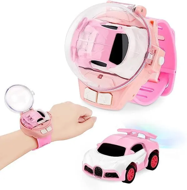 FAMNEST_JOYBOX_Mini_Remote_Control_Car_Watch_Toy_2.4GHz_RC_Wrist_Racing_Car_(Pink)_with_Dustproof_Cover_USB_Charging_Interactive_Gift_for_Boys_Girls_Kids