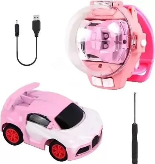 FAMNEST_JOYBOX_Mini_Remote_Control_Car_Watch_Toy_2.4GHz_RC_Wrist_Racing_Car_(Pink)_with_Dustproof_Cover_USB_Charging_Interactive_Gift_for_Boys_Girls_Kids