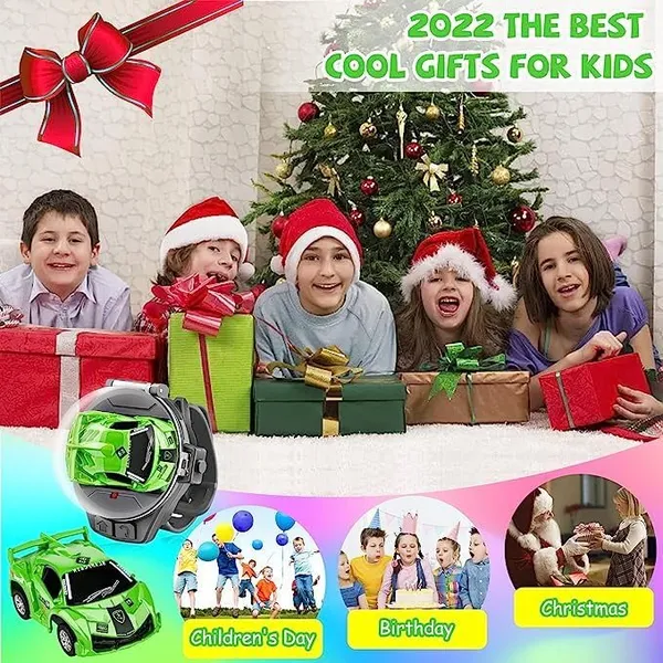 FAMNEST_JOYBOX_Mini_Remote_Control_Car_Watch_Toys_2.4GHz_RC_Wrist_Racing_Car_(Green)_with_Dustproof_Cover_USB_Charging_Interactive_Gift_for_Boys_Girls_Kids