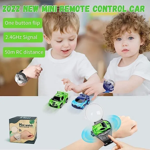 FAMNEST_JOYBOX_Mini_Remote_Control_Car_Watch_Toys_2.4GHz_RC_Wrist_Racing_Car_(Green)_with_Dustproof_Cover_USB_Charging_Interactive_Gift_for_Boys_Girls_Kids