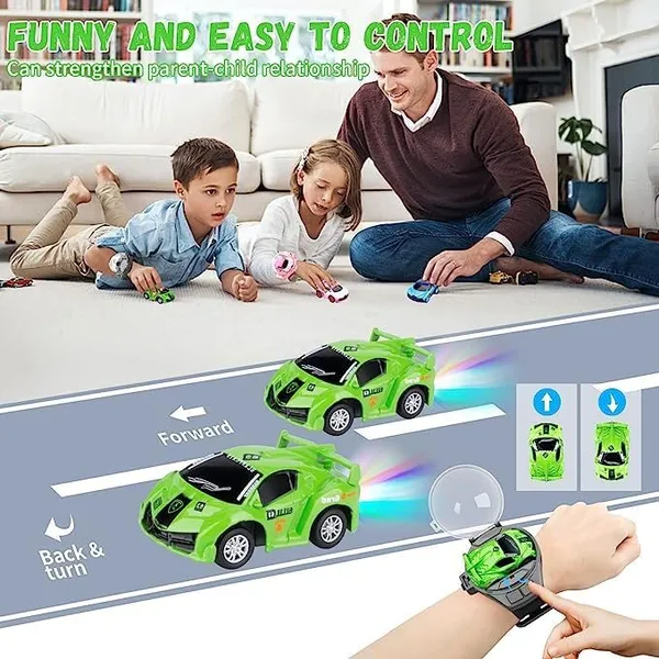 FAMNEST_JOYBOX_Mini_Remote_Control_Car_Watch_Toys_2.4GHz_RC_Wrist_Racing_Car_(Green)_with_Dustproof_Cover_USB_Charging_Interactive_Gift_for_Boys_Girls_Kids