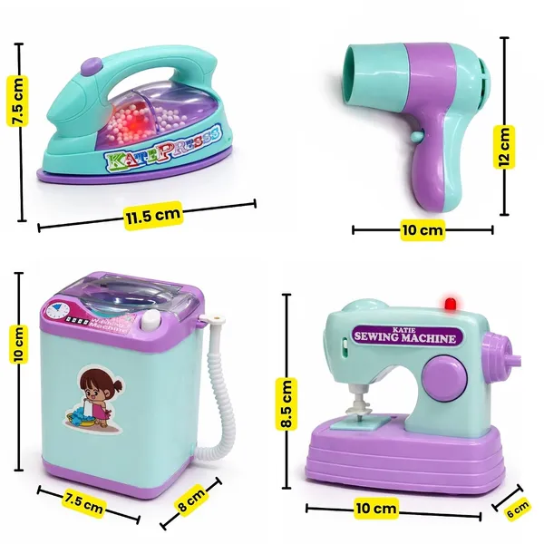 FAMNEST_JOYBOX_Pretend_Play_4-in-1_Household_Toy_Set_Mini_Washing_Machine_Hair_Dryer_Sewing_Machine_Iron_Battery_Operated_Role_Play_Kids_Boys_Girls_3+