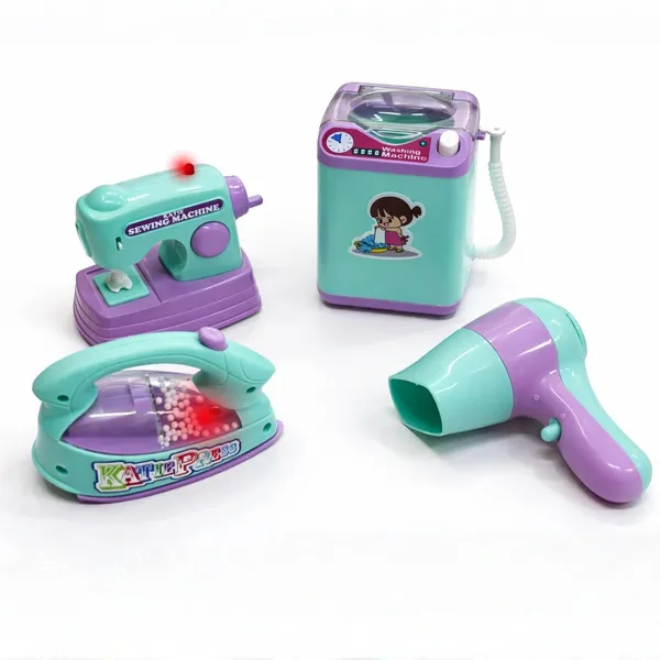 FAMNEST_JOYBOX_Pretend_Play_4-in-1_Household_Toy_Set_Mini_Washing_Machine_Hair_Dryer_Sewing_Machine_Iron_Battery_Operated_Role_Play_Kids_Boys_Girls_3+