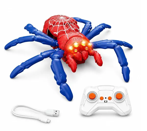 FAMNEST_JOYBOX_Wall_Climbing_Spider_Toy_with_Remote_Control_|_Rechargeable_RC_Creepy_Crawler_with_Glowing_LED_Eyes_|_Multicolor_Prank_Toy_for_Kids,_Boys_&_Girls_Ages_3+