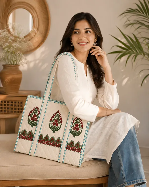 Cream_Quilted_Cotton_Floral_Embroidered_Tote_Bag_For_Women