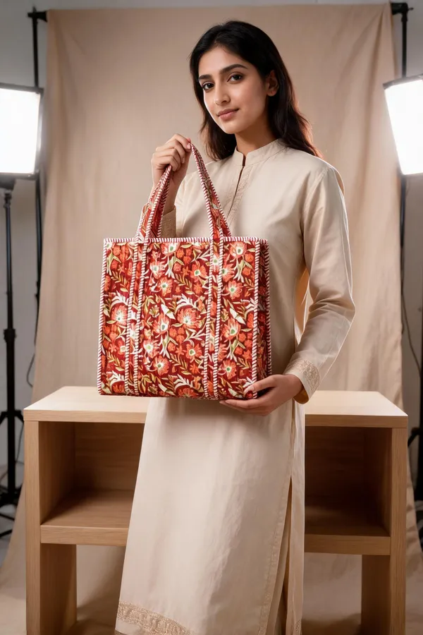 Red_Quilted_Cotton_Floral_Print_Tote_Bag_For_Women