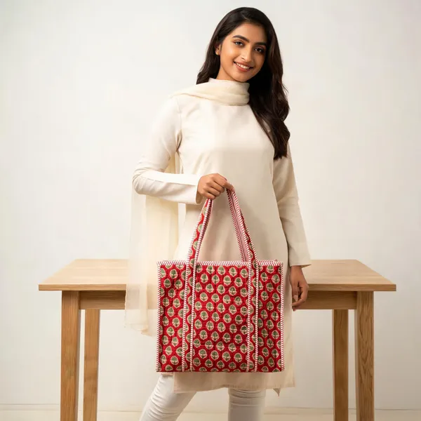Red_Quilted_Cotton_Floral_Print_Tote_Bag_For_Women